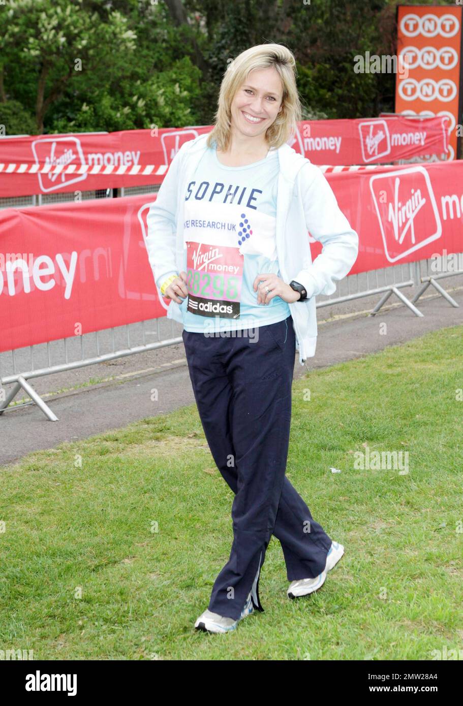 Sophie Rayworth poses for photographers at the celebrity start during