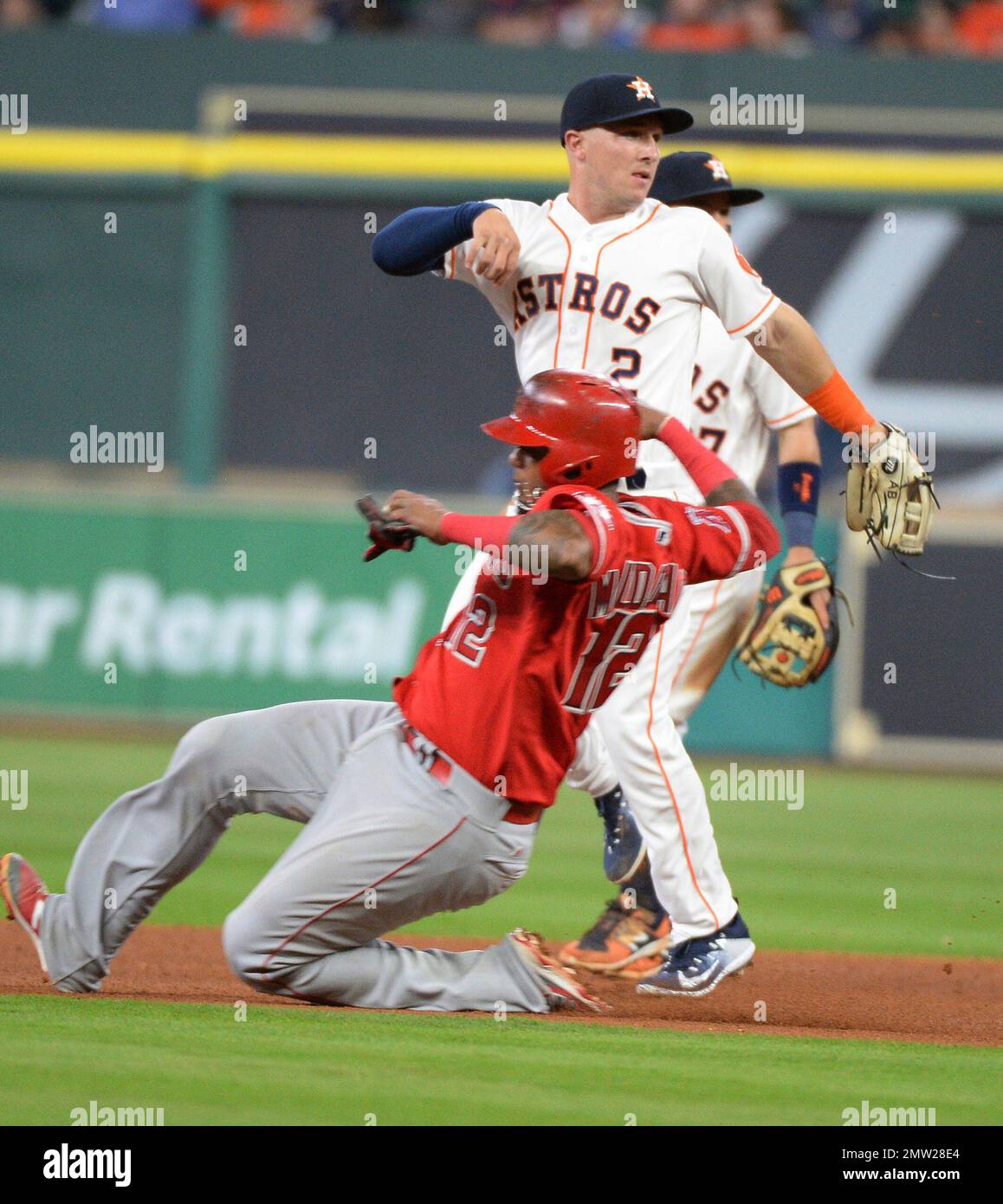 Houston Astros Shortstop Alex Bregman (2) Watches His Throw To Complete ...