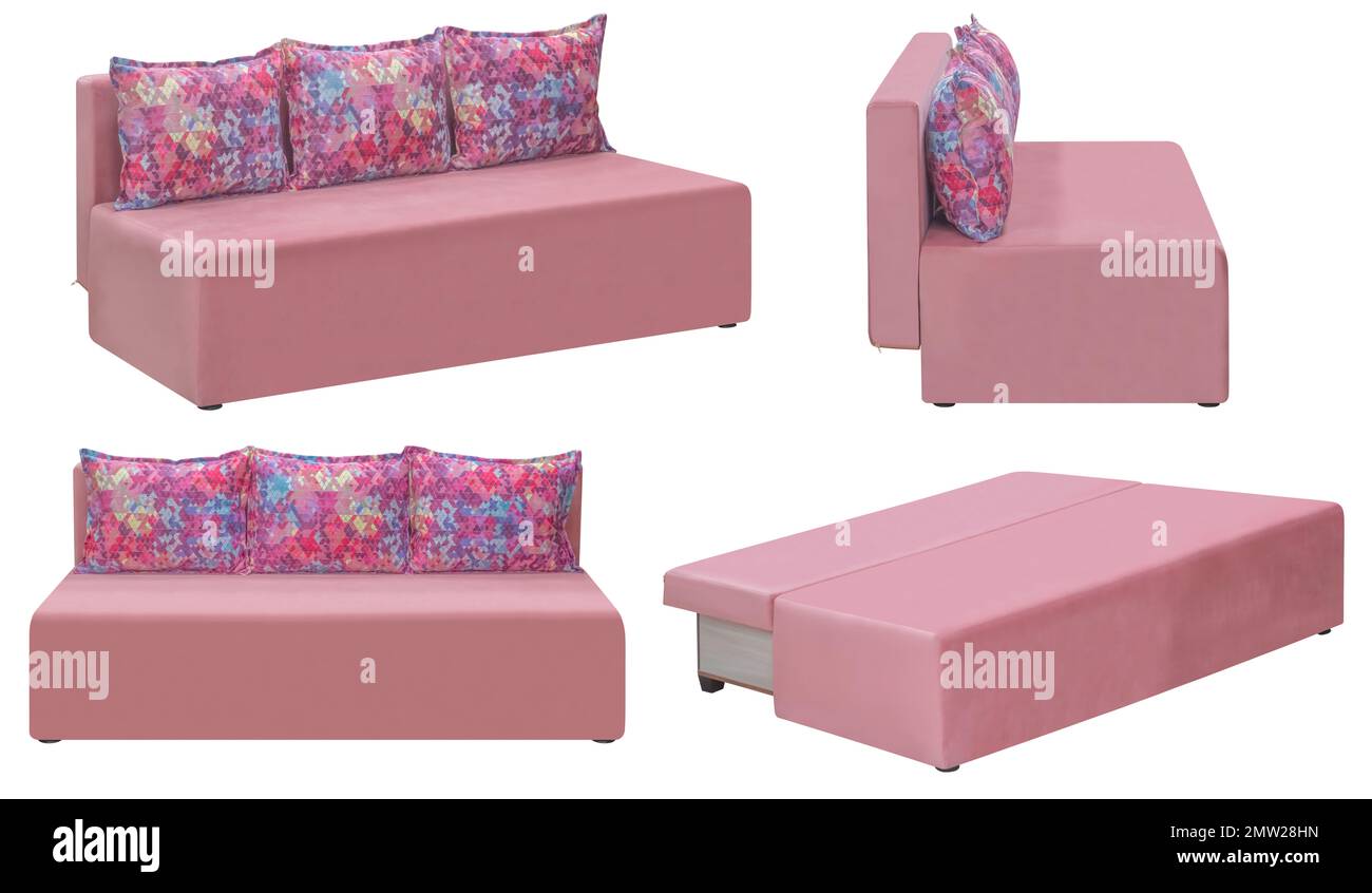Folding sofa. Isolated from the background. In different angles. Interior element Stock Photo