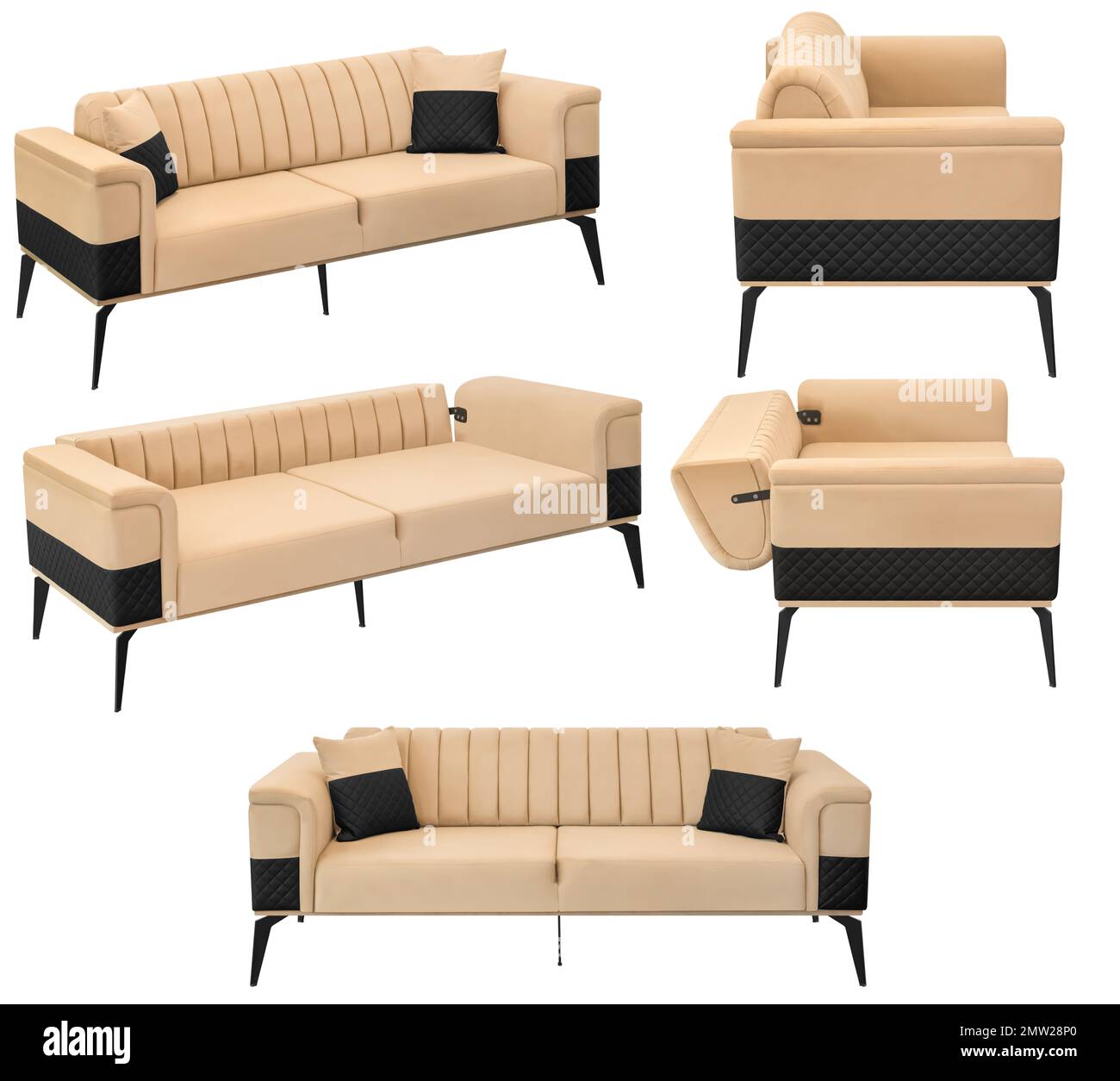 Folding sofa. Isolated from the background. In different angles. Interior element Stock Photo