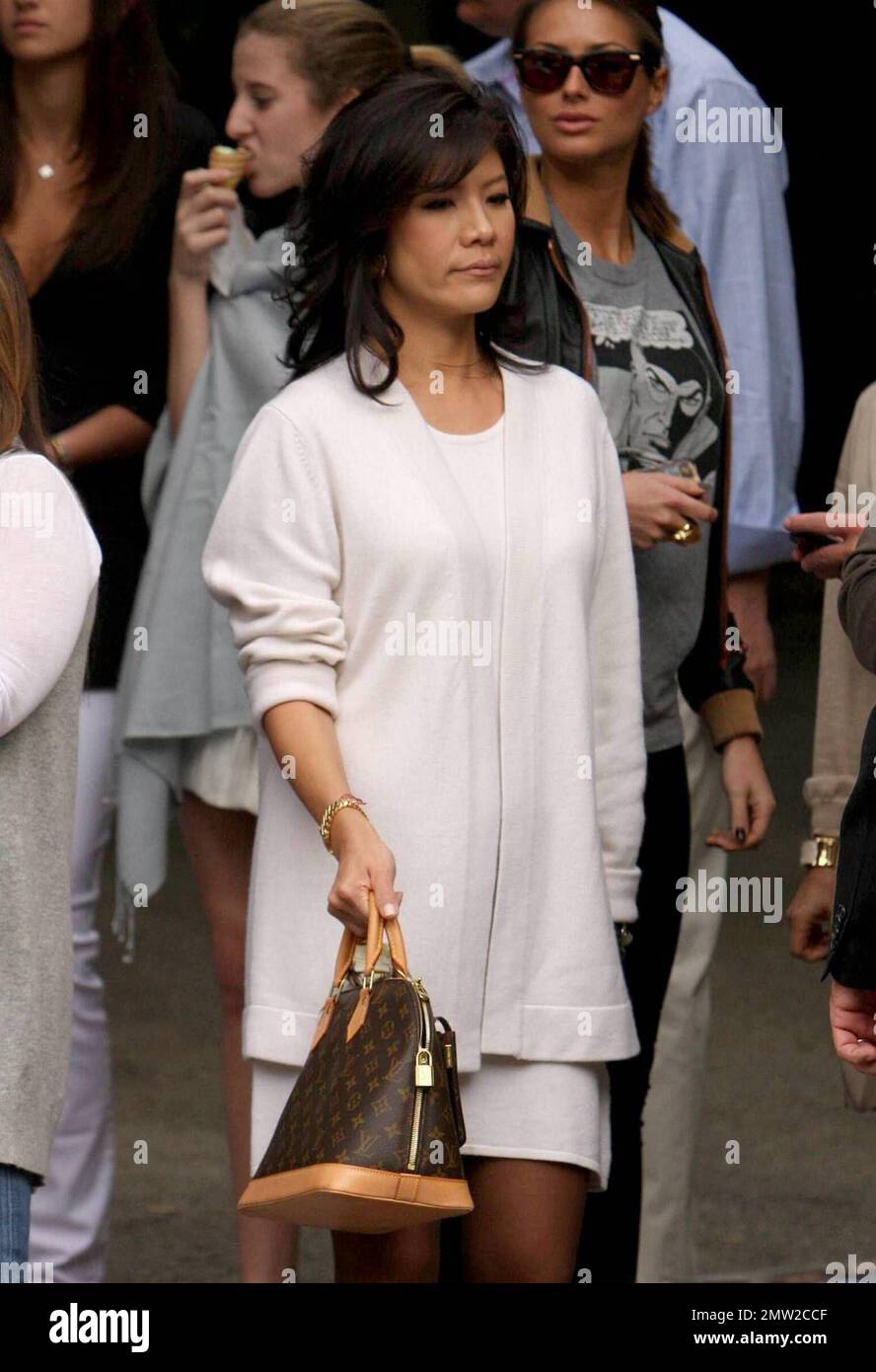 CBS personality Julie Chen and husband and President of CBS Les Moonves leave a private party at Diane Von Furstenberg's residence in Beverly Hills, CA.  2/21/09. Stock Photo