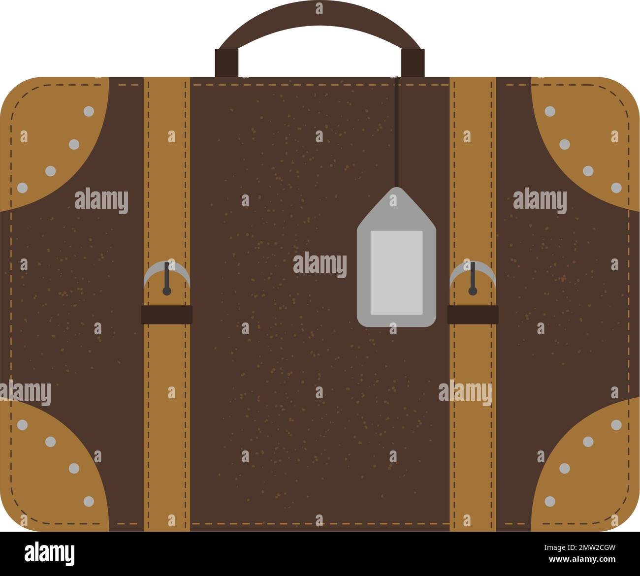 Vector flat illustration of a traveler’s suitcase. Brown luggage icon ...