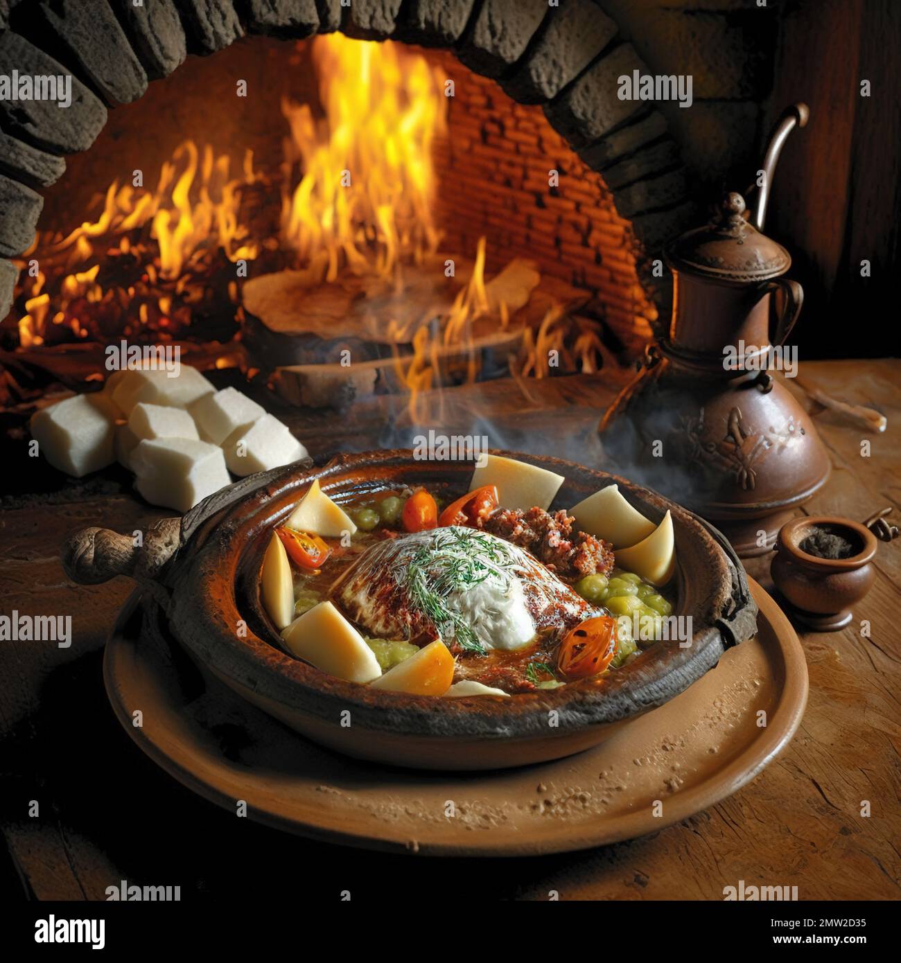 Savor of Albania's Stuffed Kabak. Stuffed vegetables. Stock Photo