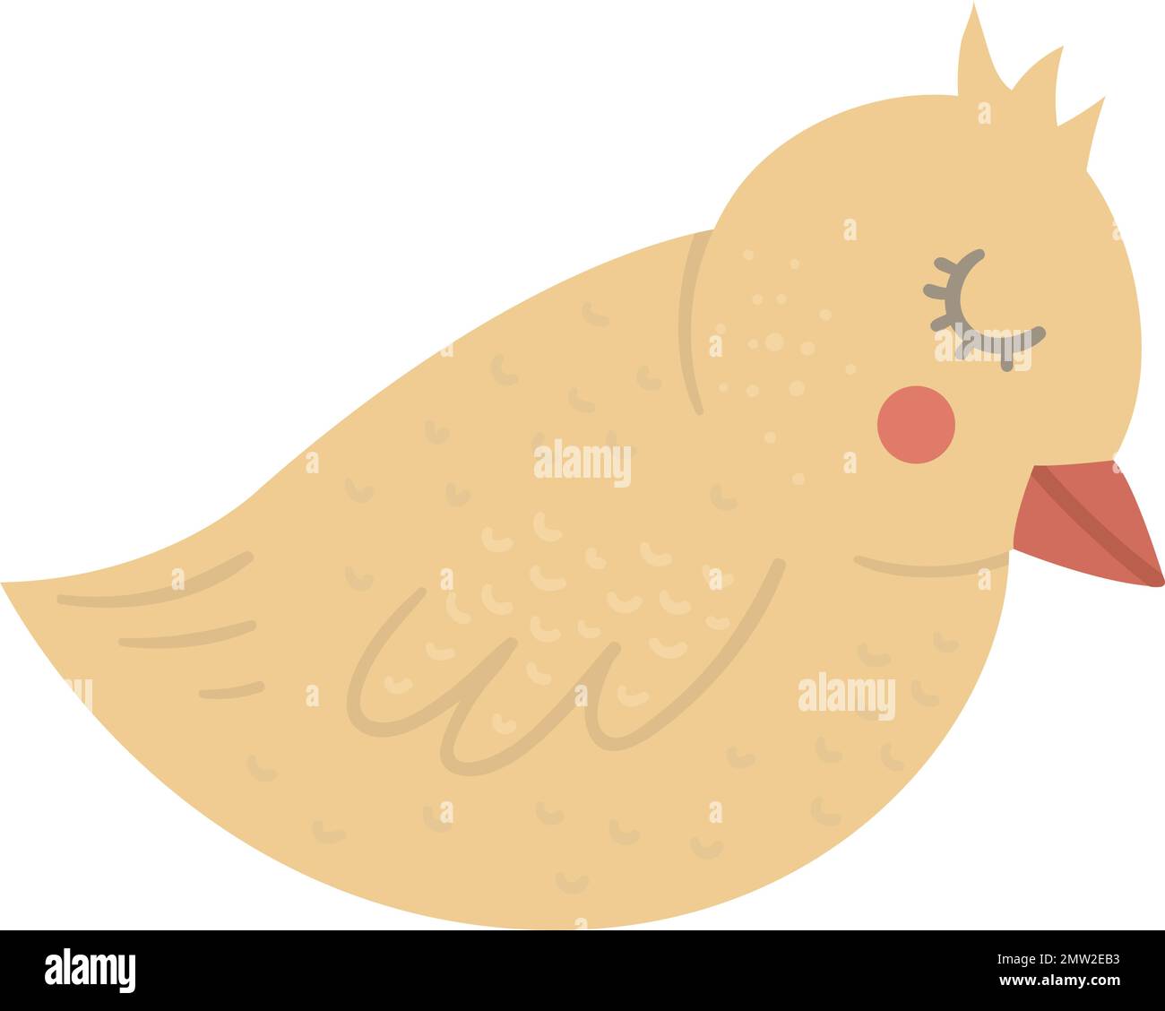 Vector funny sleeping chick isolated on white background. Spring, Easter or farm funny illustration. Cute bird icon Stock Vector