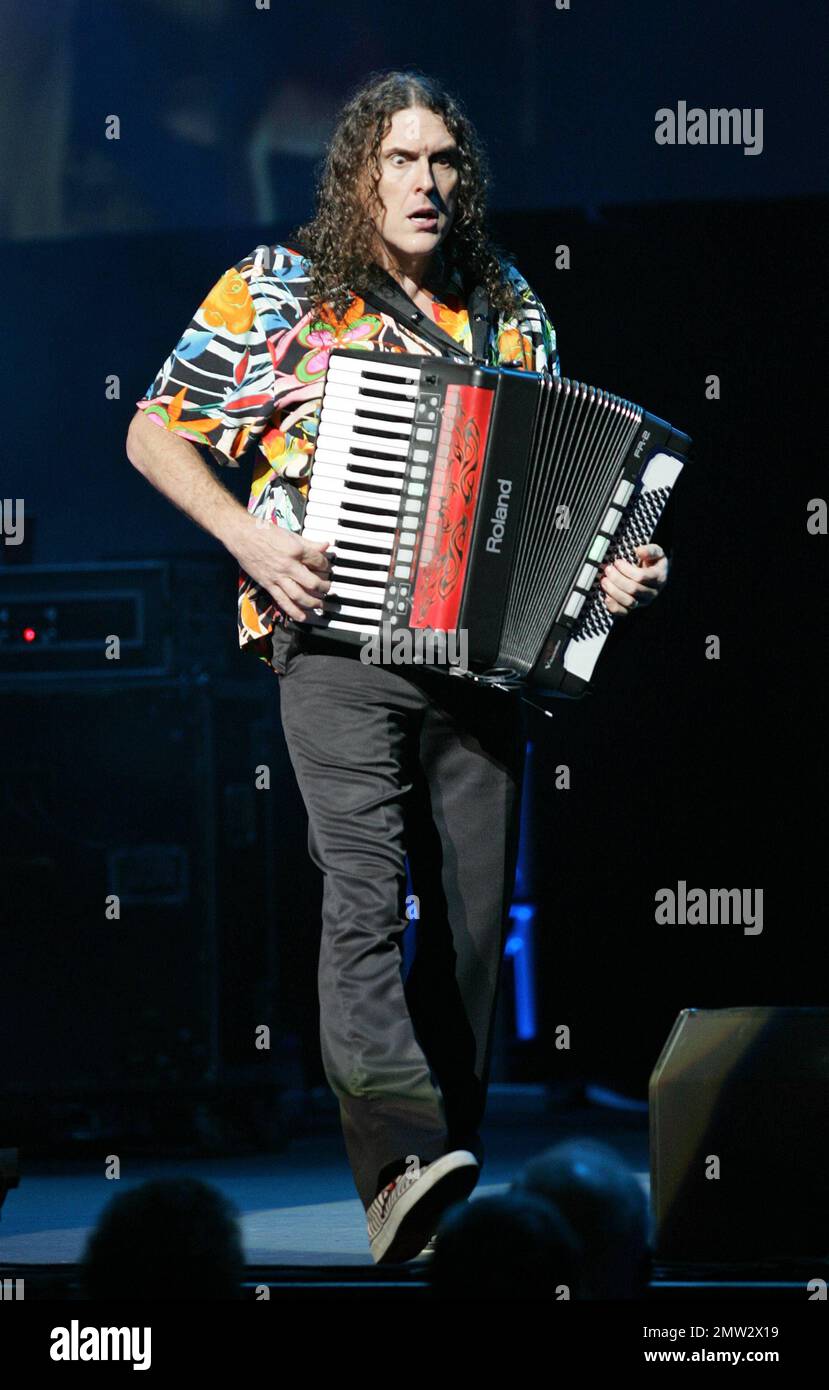 Legendary musical comic Weird Al Yankovic plays the accordion during a