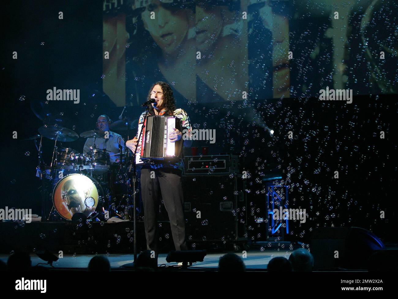 Legendary musical comic Weird Al Yankovic plays the accordion during a