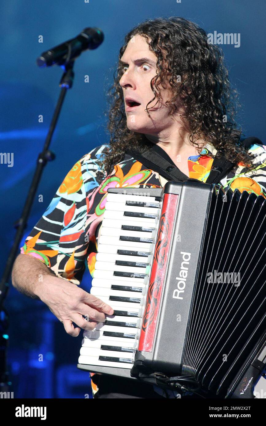 Legendary musical comic Weird Al Yankovic plays the accordion during a