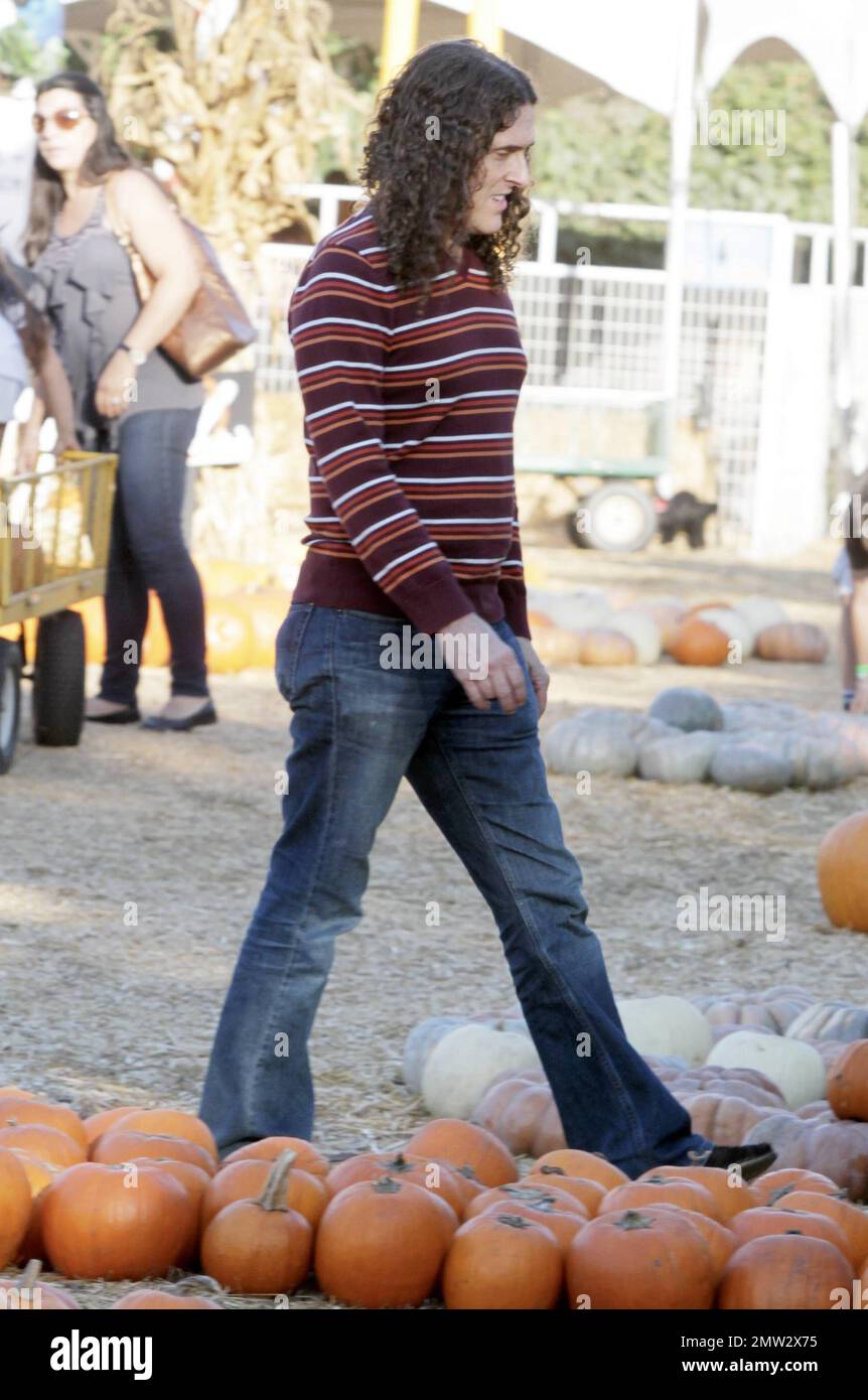 Musician 'Weird Al' Yankovic and family visiting Mr Bones Pumpkin Patch. Los Angeles, CA. 28th October 2011. Stock Photo