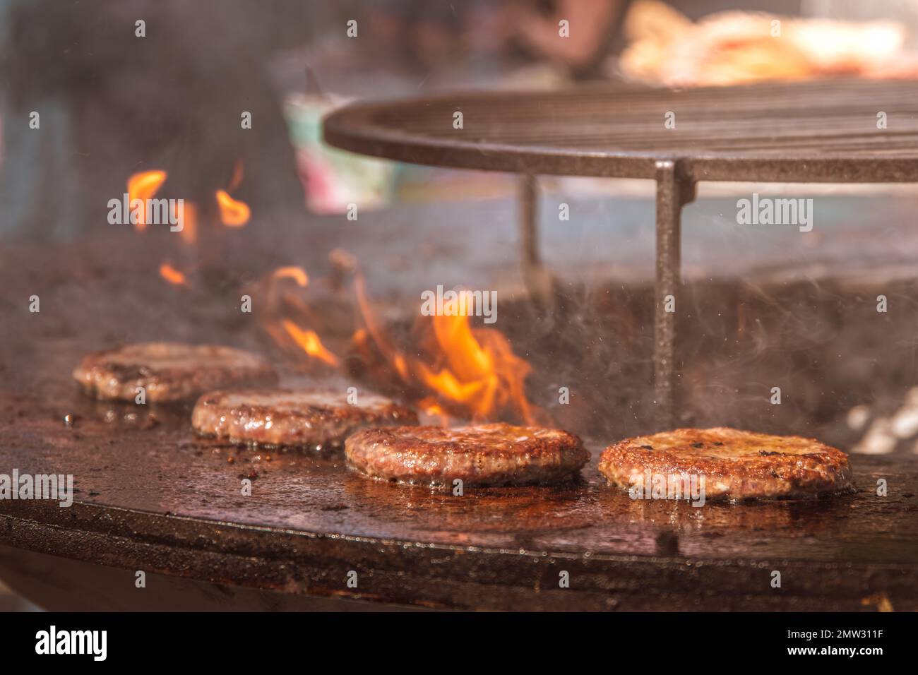meat cutlets are cooked on an open fire. grill, barbecue Stock Photo