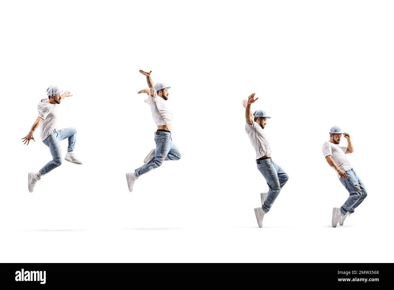 Male dancer in many poses isolated on white background Stock Photo - Alamy