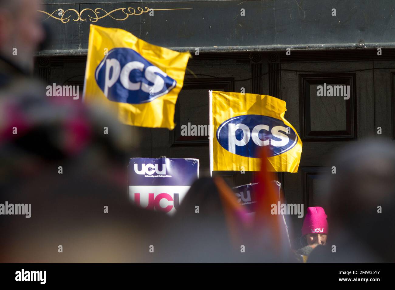 Strike action taken by Government workers and unions over pay disputes, north east England Stock Photo