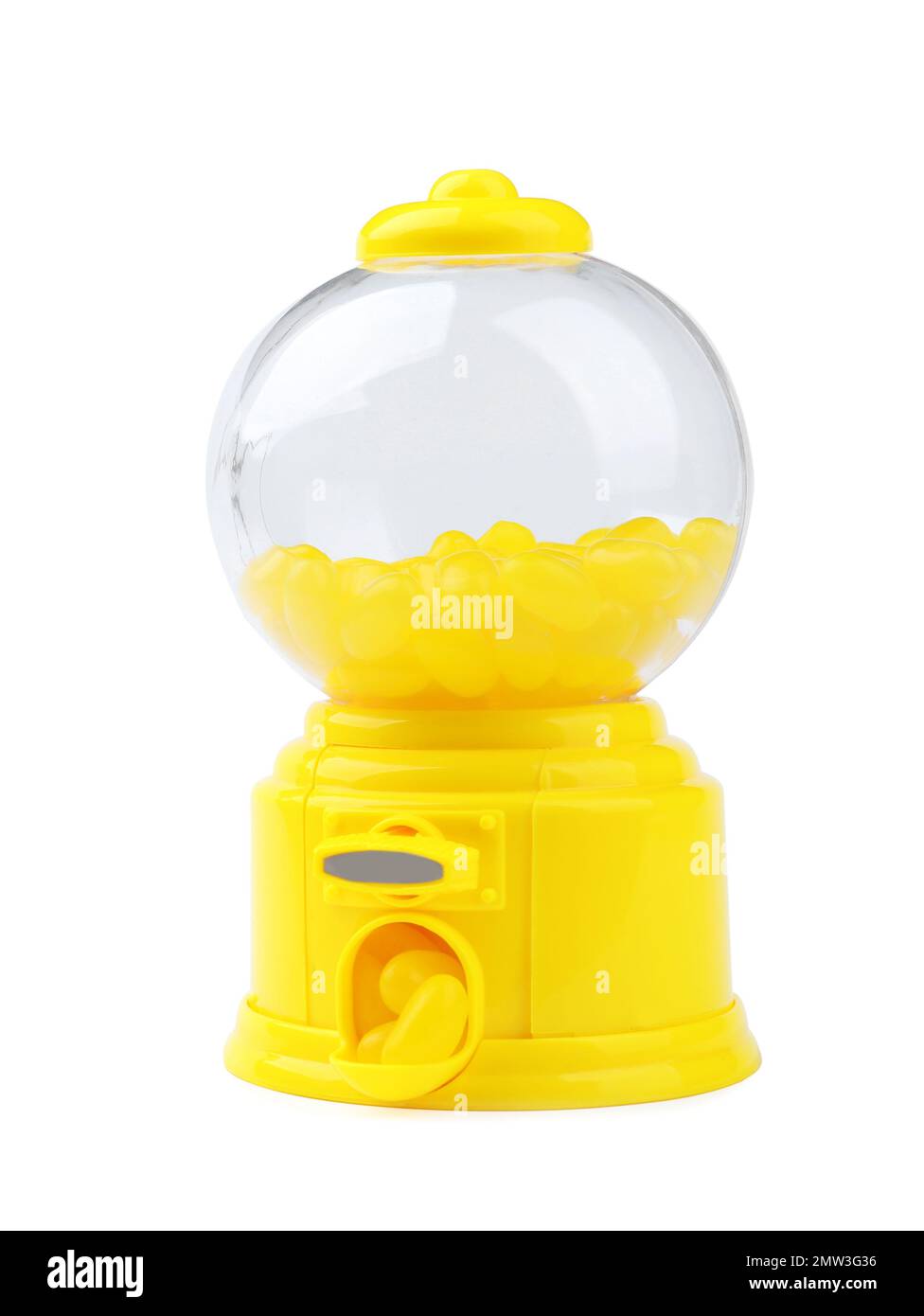 Small candy machine with lemon jelly beans isolated on white Stock ...