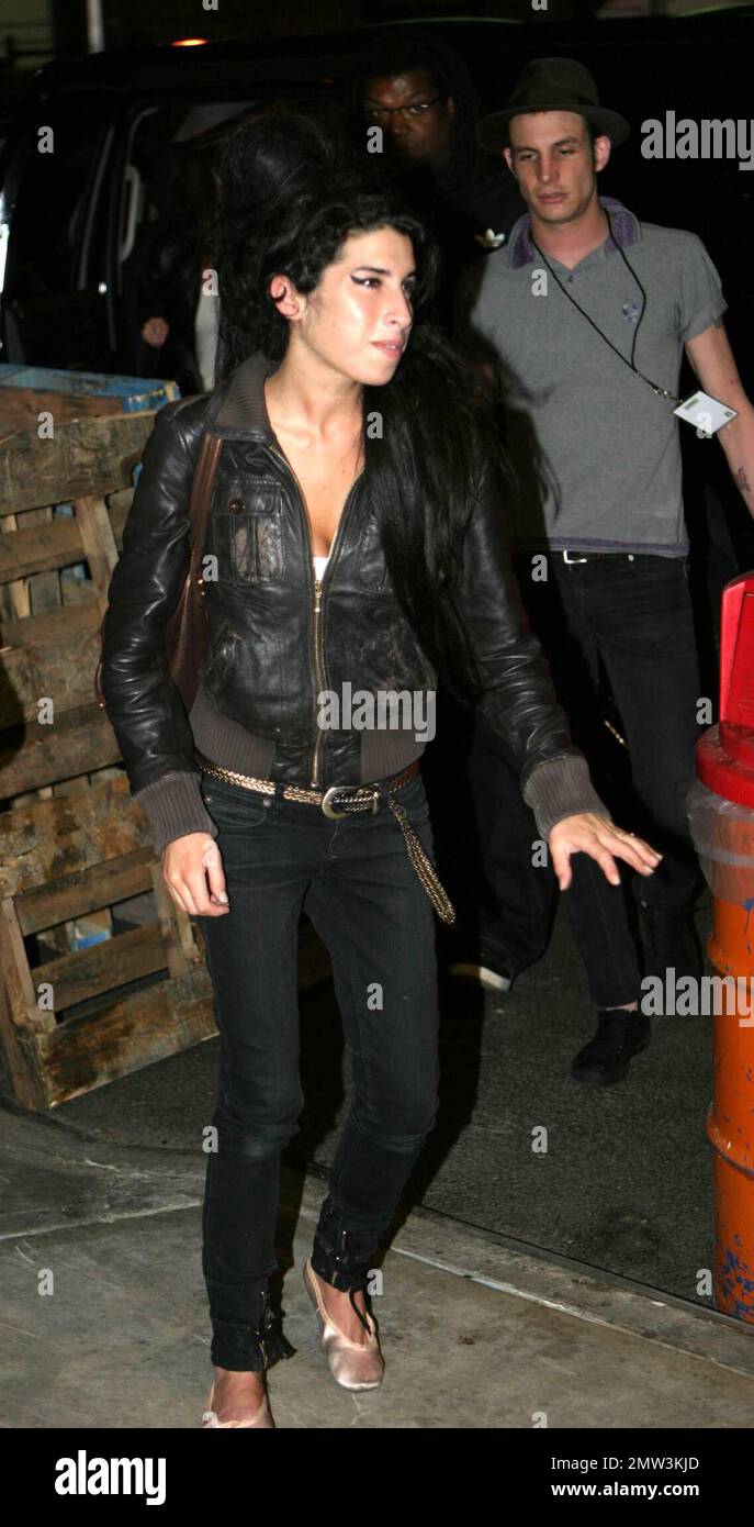 Singer Amy Winehouse takes a stroll in New York with fiance Blake Fielder-Civil, stopping to sign autographs and pose for pictures with fans on the evening of the last of her sold-out shows at the Highline Ballroom. New York,NY. 5/9/07. All Stock Photo