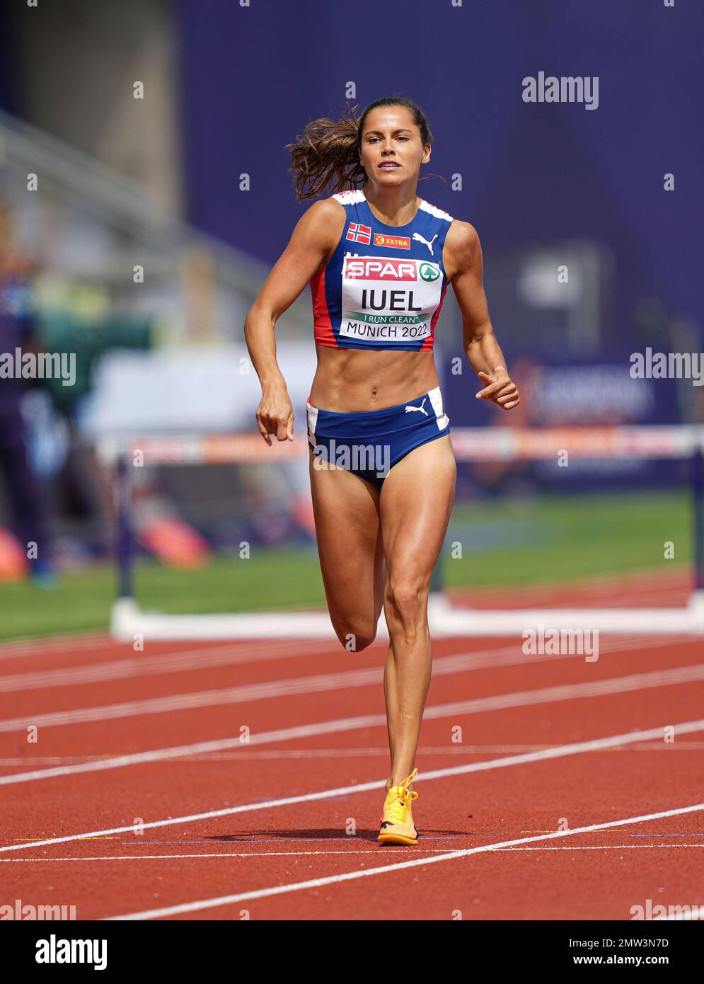 Amalie IUEL participating in the 400 meters hurdles of the European