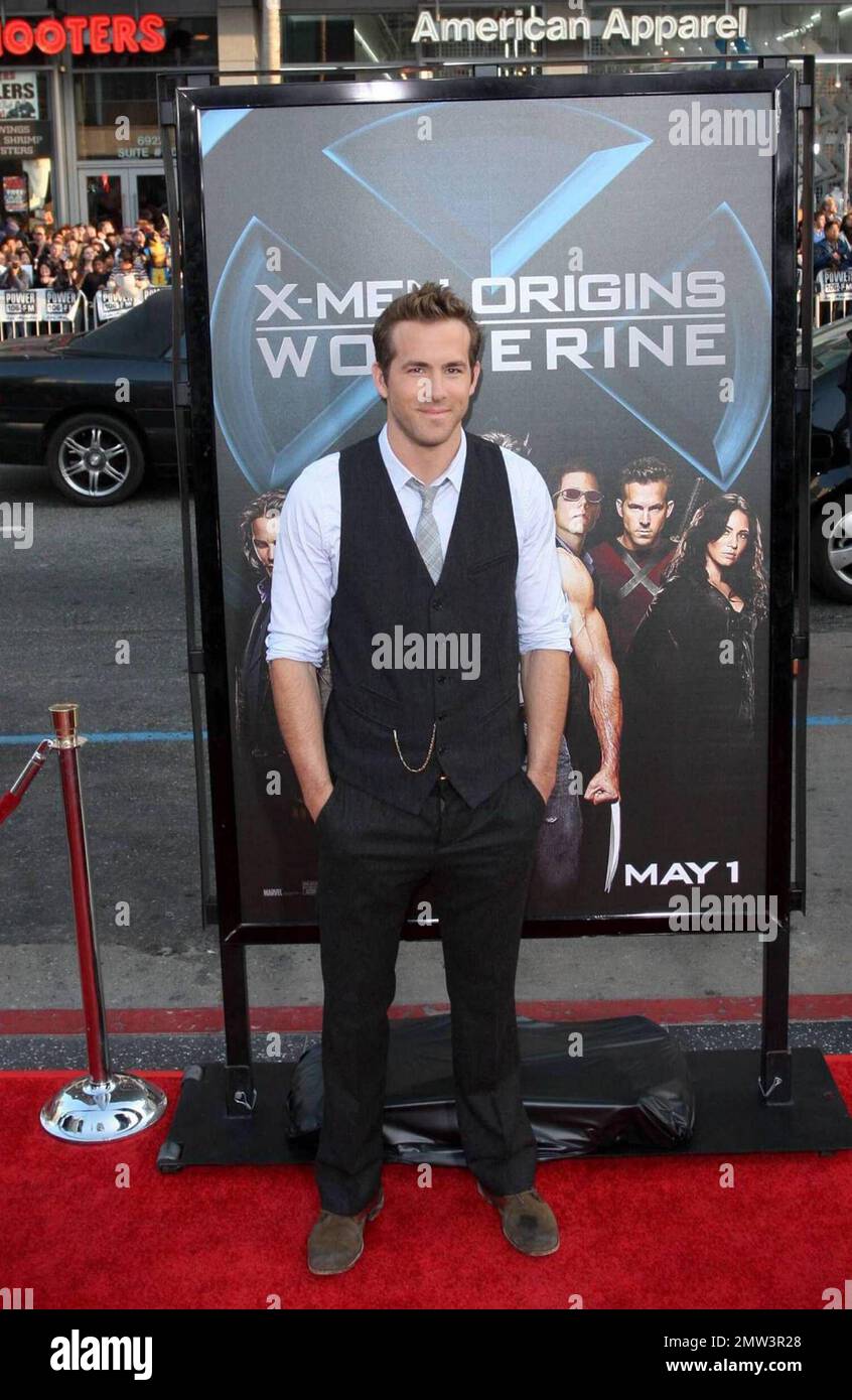 Ryan Reynolds Appears to be flying low at the film premiere of 20th Century Fox X-MEN ORIGINS:WOLVERINE at Graumans Chinese Theater in Hollywood.  Los Angeles, CA 4/28/09 Stock Photo