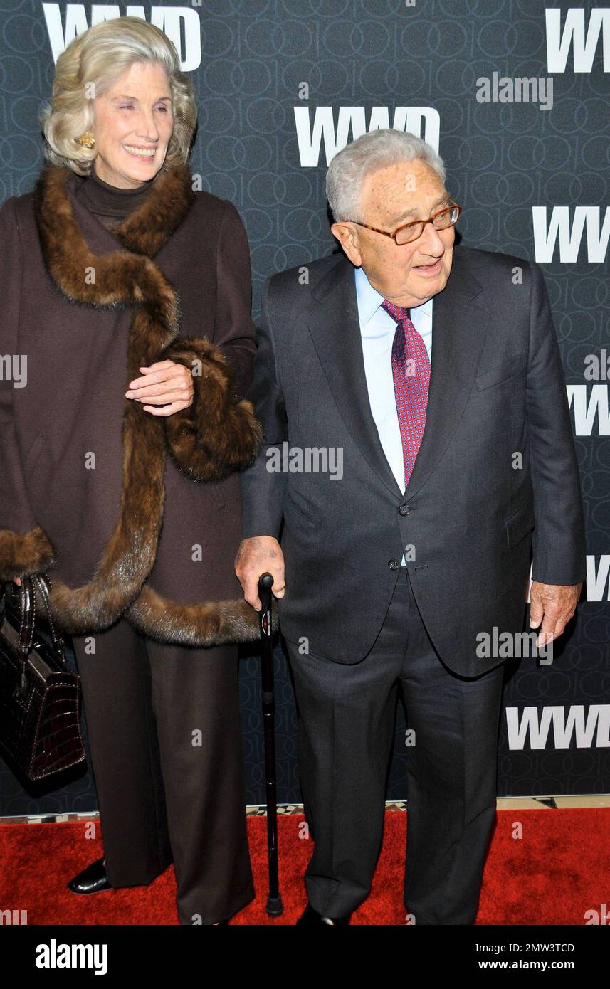 Henry and Nancy Kissinger attend the WomenÕs Wear Daily 100th anniversary gala at Cipriani 42 in Midtown Manhattan. New York, NY. 11/2/10. Stock Photo