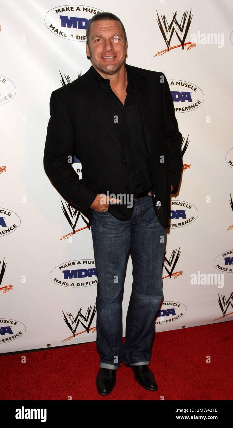 WWE Superstar Triple H (aka Paul Michael Levesque) poses on the red carpet at the annual WWE SummerSlam kickoff party in association with the Muscular Dystrophy Association held at the Tropicana Bar inside the Hollywood Roosevelt Hotel. Los Angeles, CA. 08/13/10. Stock Photo