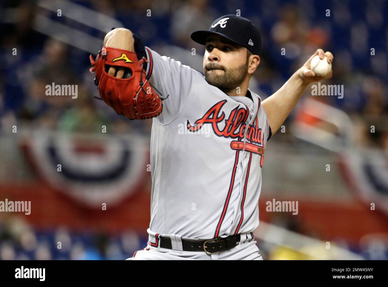 Atlanta Braves starting pitcher Jaime Garcia throws during the first