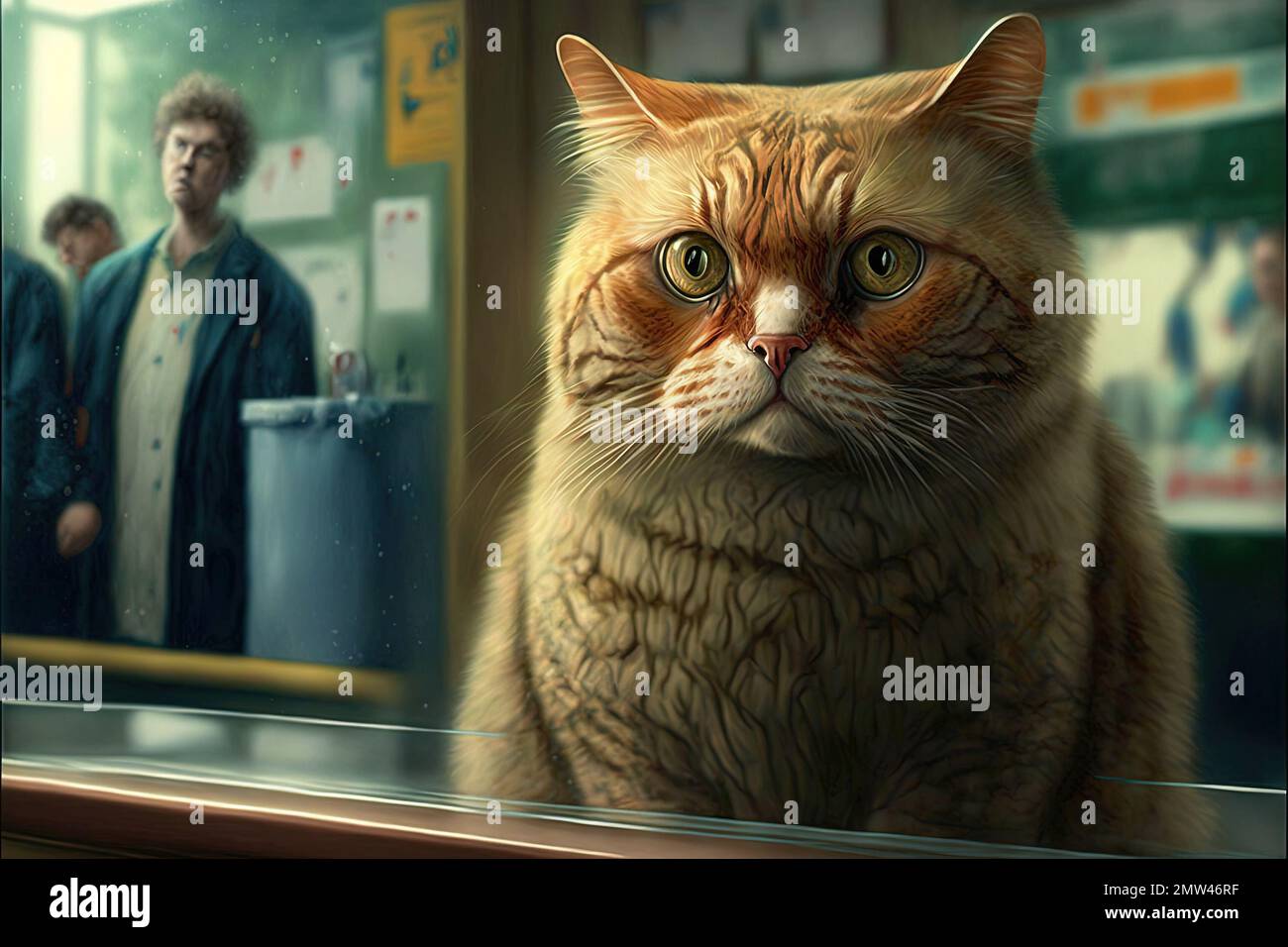 upset and angry cat at the veterinarian illustration generative ai Stock Photo