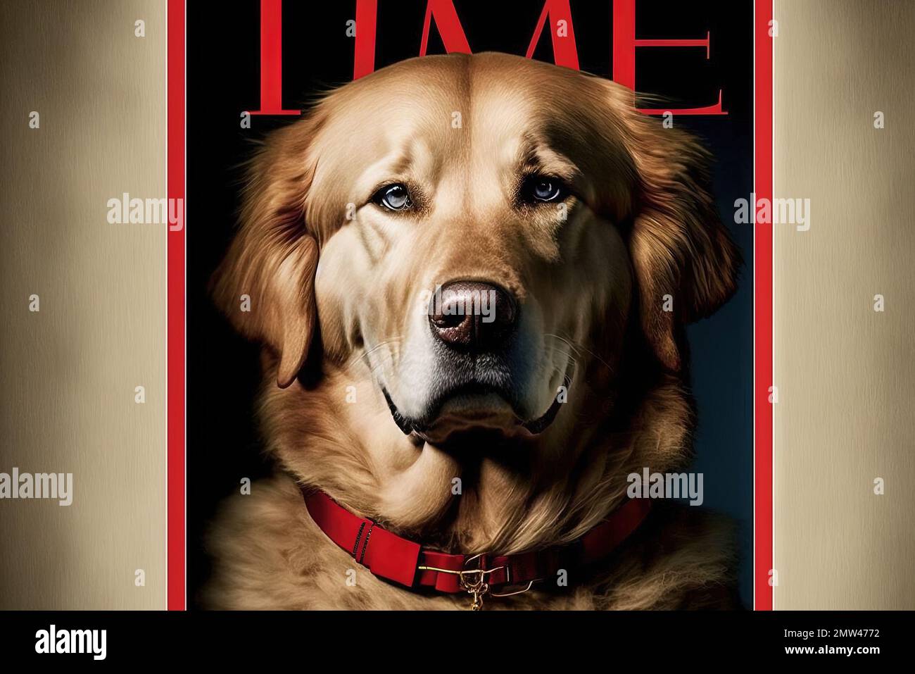A dog of the year front cover of a very popular magazine illustration generative ai Stock Photo