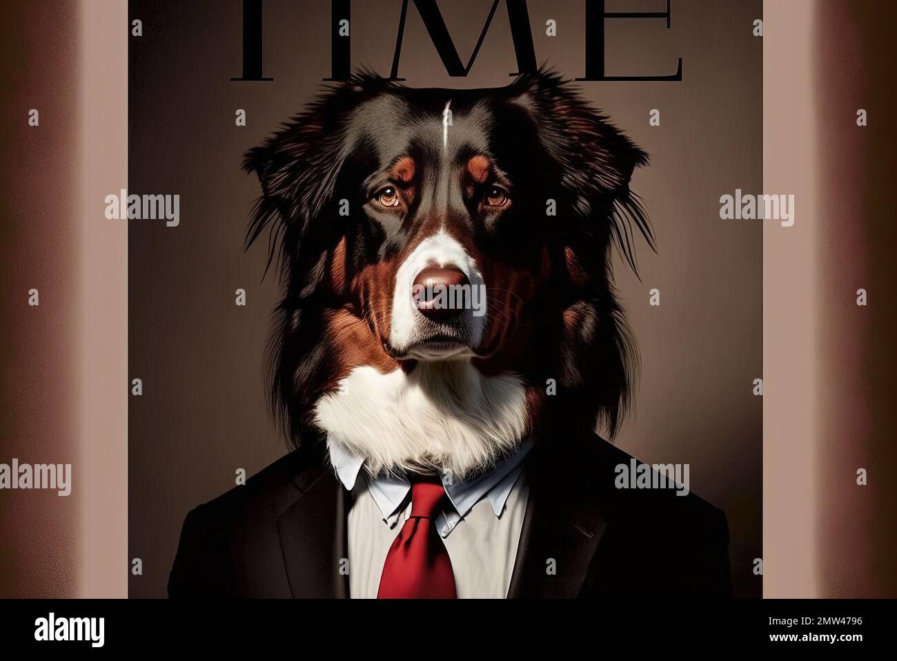 A dog of the year front cover of a very popular magazine illustration generative ai Stock Photo