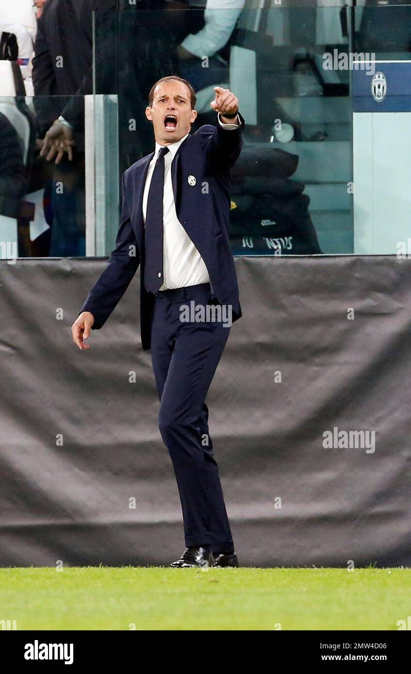 Juventus head coach Massimiliano Allegri shouts during a Champions ...
