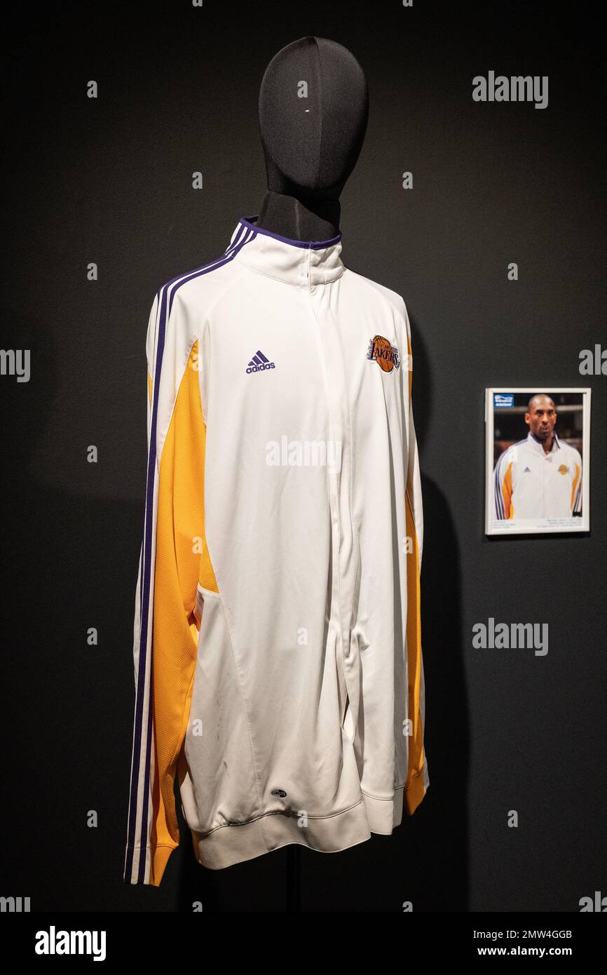 New York, USA. 01st Feb, 2023. Press preview for the most valuable Kobe  Bryant jersey at Sotheby's 'Zenith' sales in New York on February 1, 2023  with included memorabilia related to Lakers