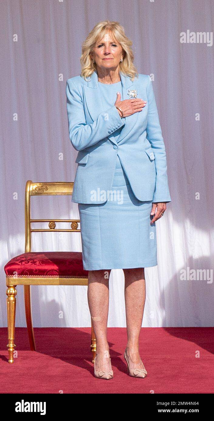 File photo dated 13/06/21 of First Lady Jill Biden during her visit to Windsor Castle in Berkshire. Ms Biden, James Corden and Cardi B are among the diverse line-up of famous faces who will present at the upcoming Grammy Awards. The annual ceremony will be held at the Crypto.com Arena in Los Angeles on Sunday, with comedian Trevor Noah on hosting duties for the star-studded night. Issue date: Wednesday February 1, 2023. Stock Photo