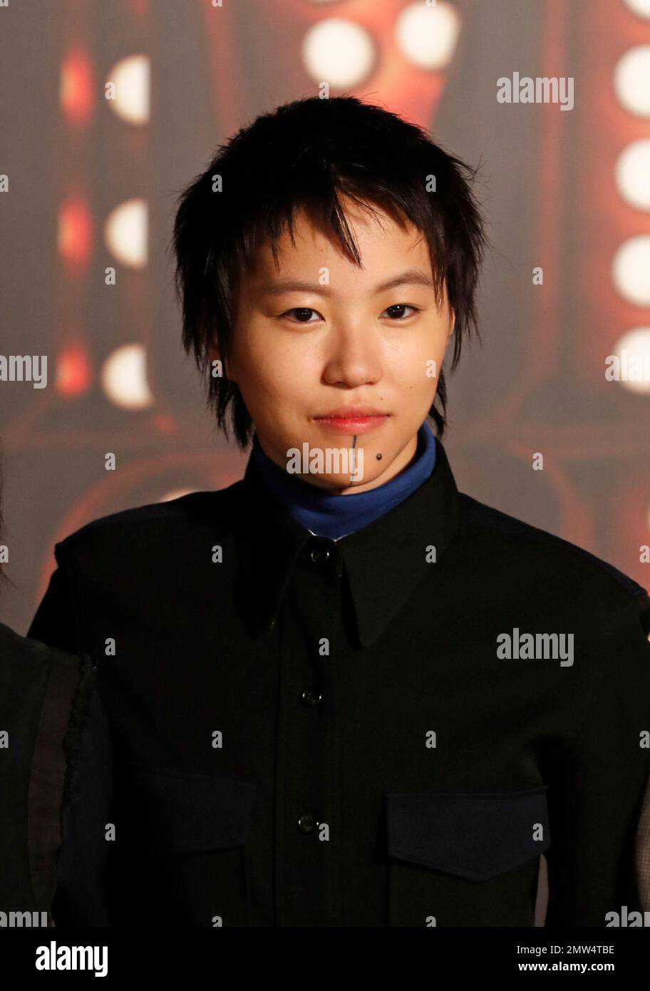Chinese singer Leah Dou Jing Tong poses on the red carpet of the Hong Kong Film Awards in Hong