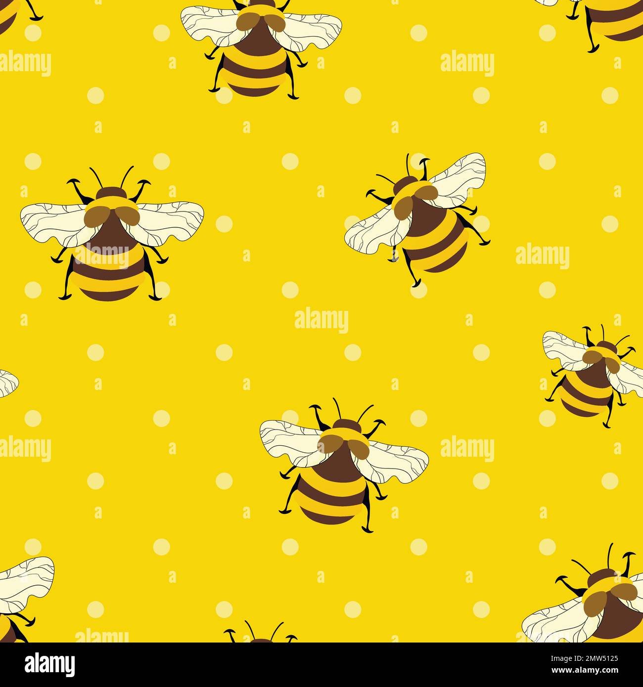 Seamless pattern with bees on color background. Small wasp. Vector ...