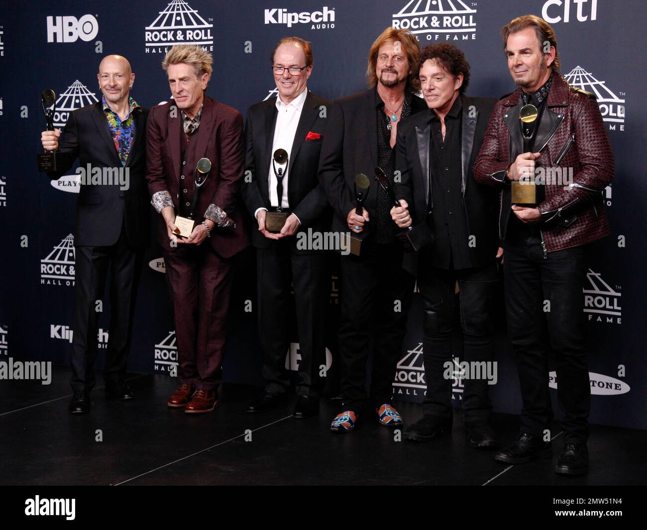 Steve Smith, from left, Ross Valory, Aynsley Dunbar, Gregg Rolie, Neal