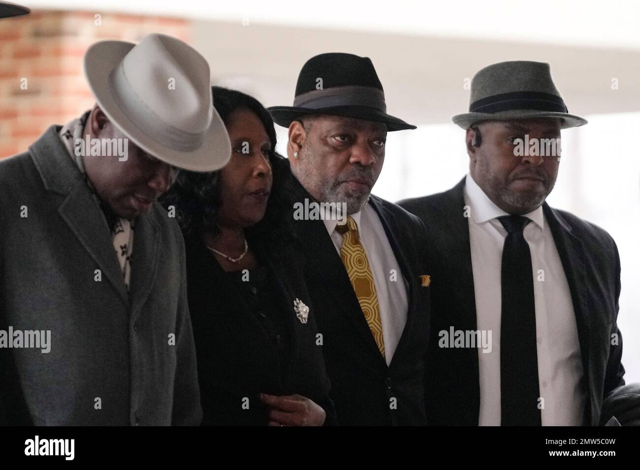Attorney Benjamin Crump, left, RowVaughn Wells, mother of Tyre Nichols