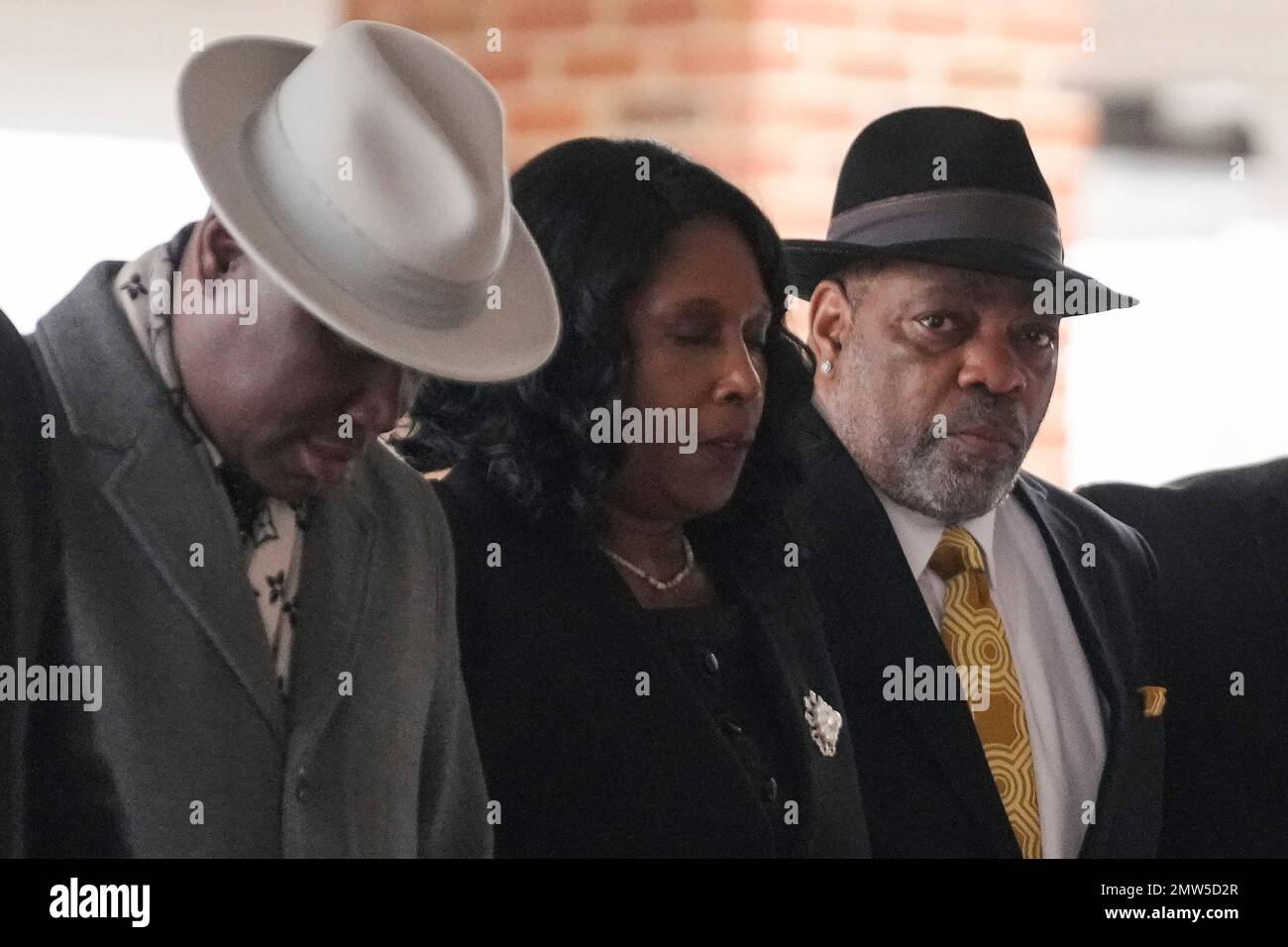 Attorney Benjamin Crump, left, RowVaughn Wells, mother of Tyre Nichols