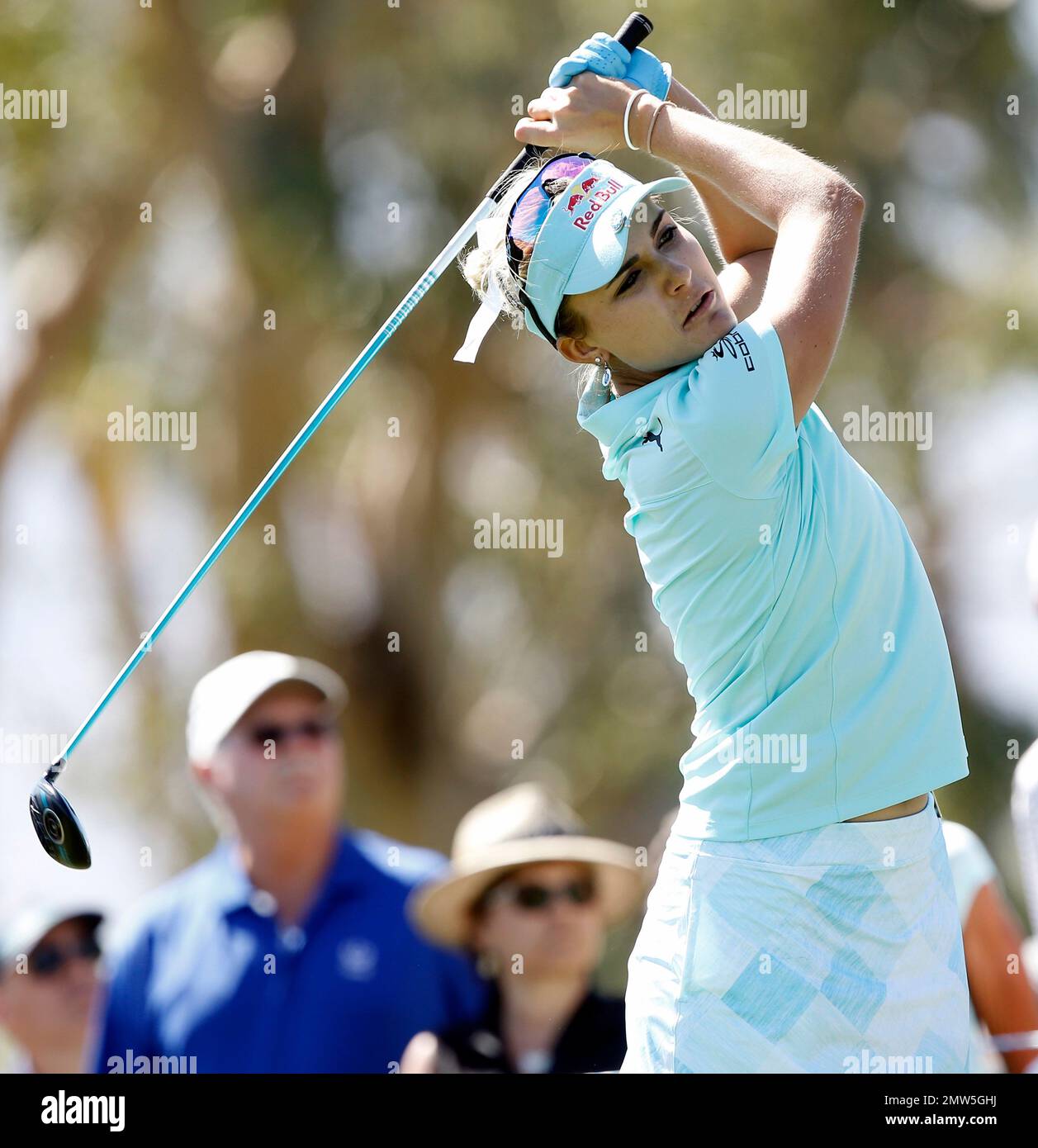 Lexi Thompson follows through on the fourth tee during the final round