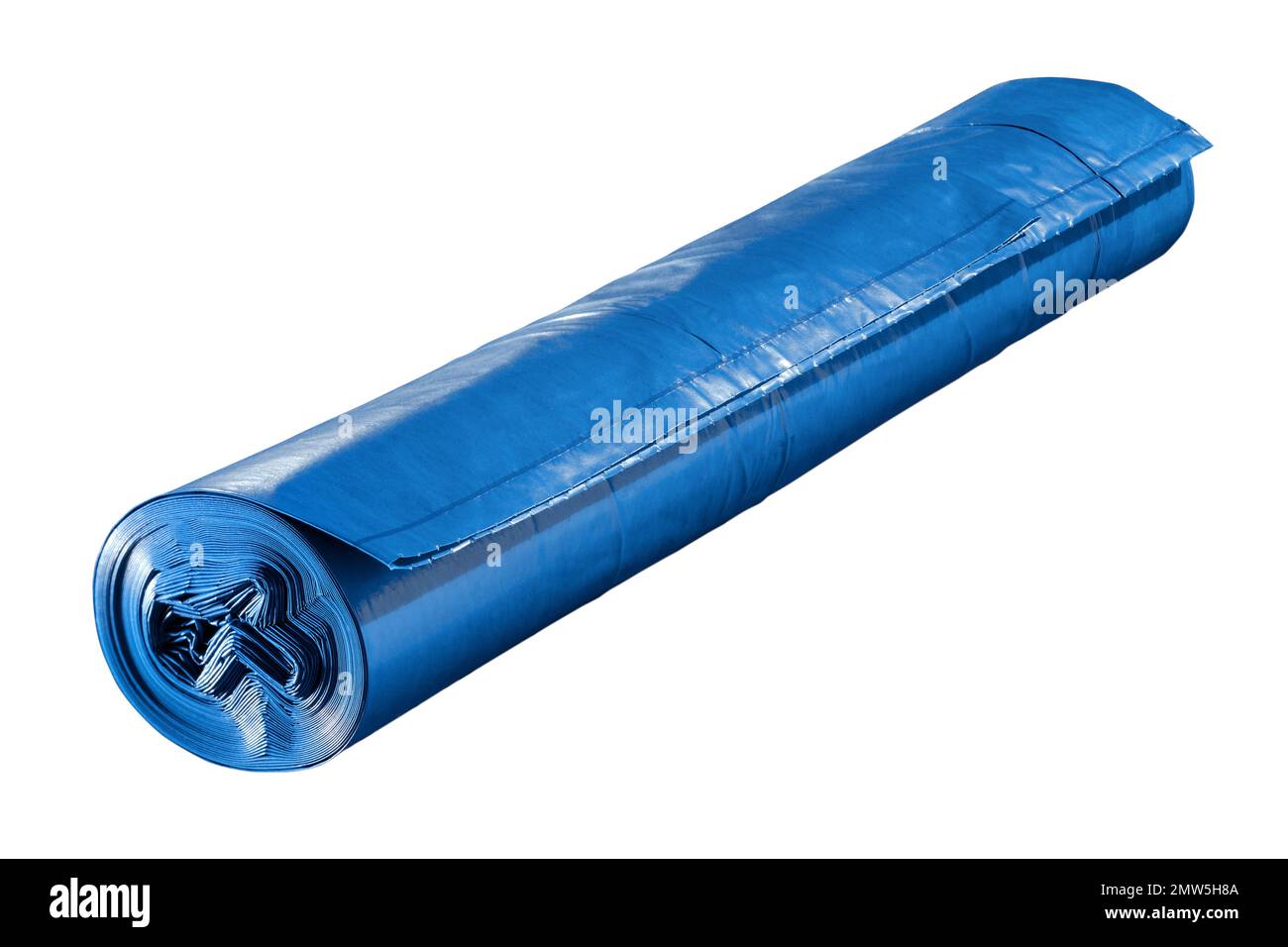 Blue plastic bag roll and dustbin bin rubbish garbage trash liner