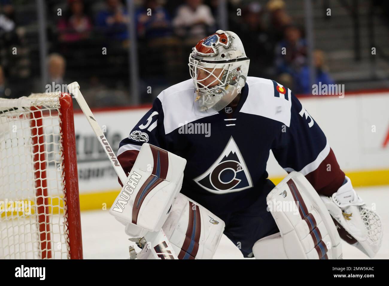 Colorado Avalanche goalie Calvin Pickard (31) in the second period of