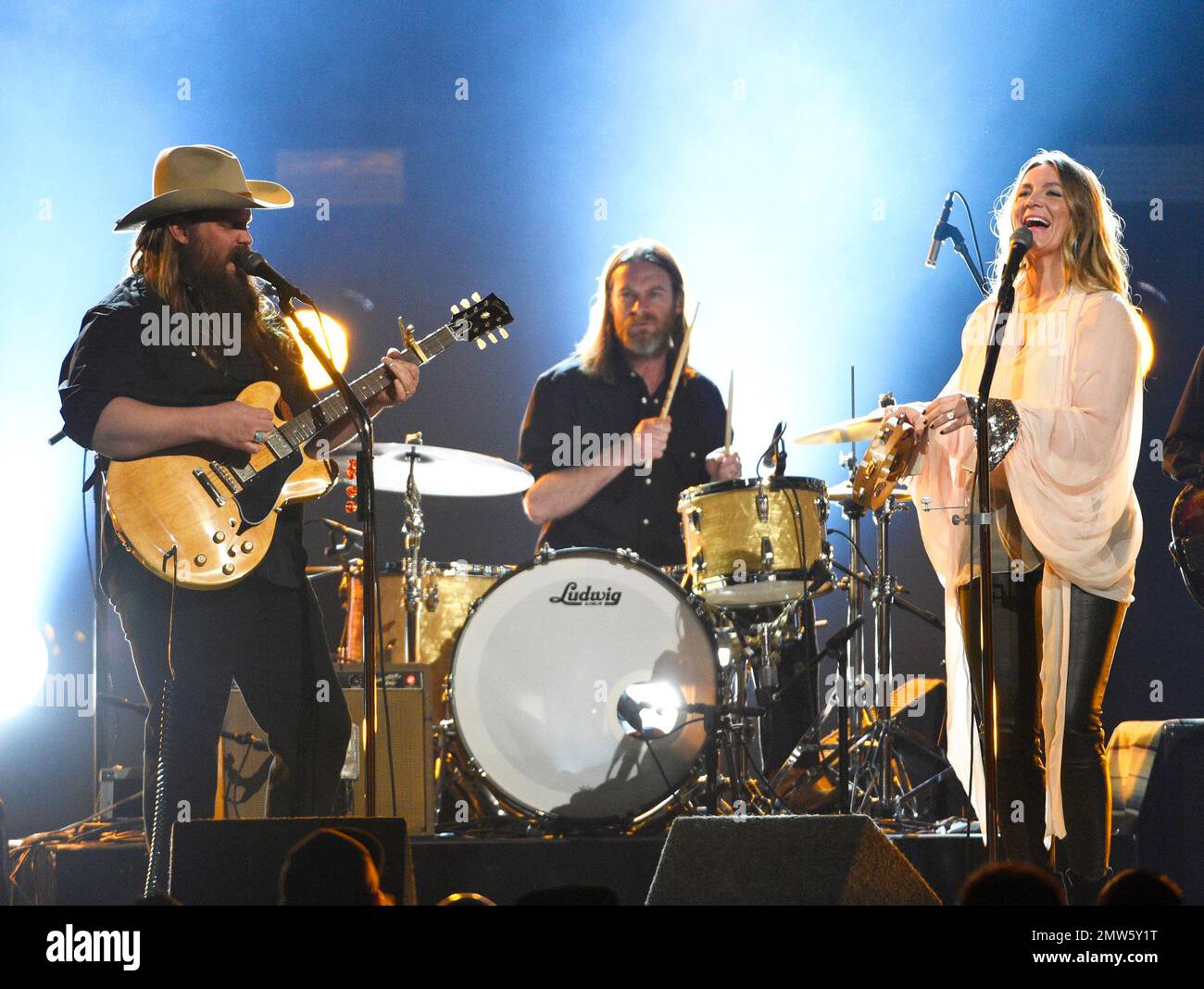 Chris Stapleton, left, performs "Second One to Know" at the 52nd annual ...