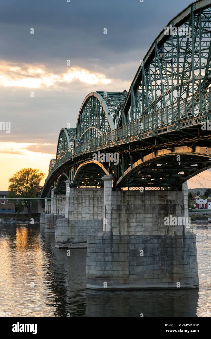 Bridge across the river Danube in Eszergom Stock Photo