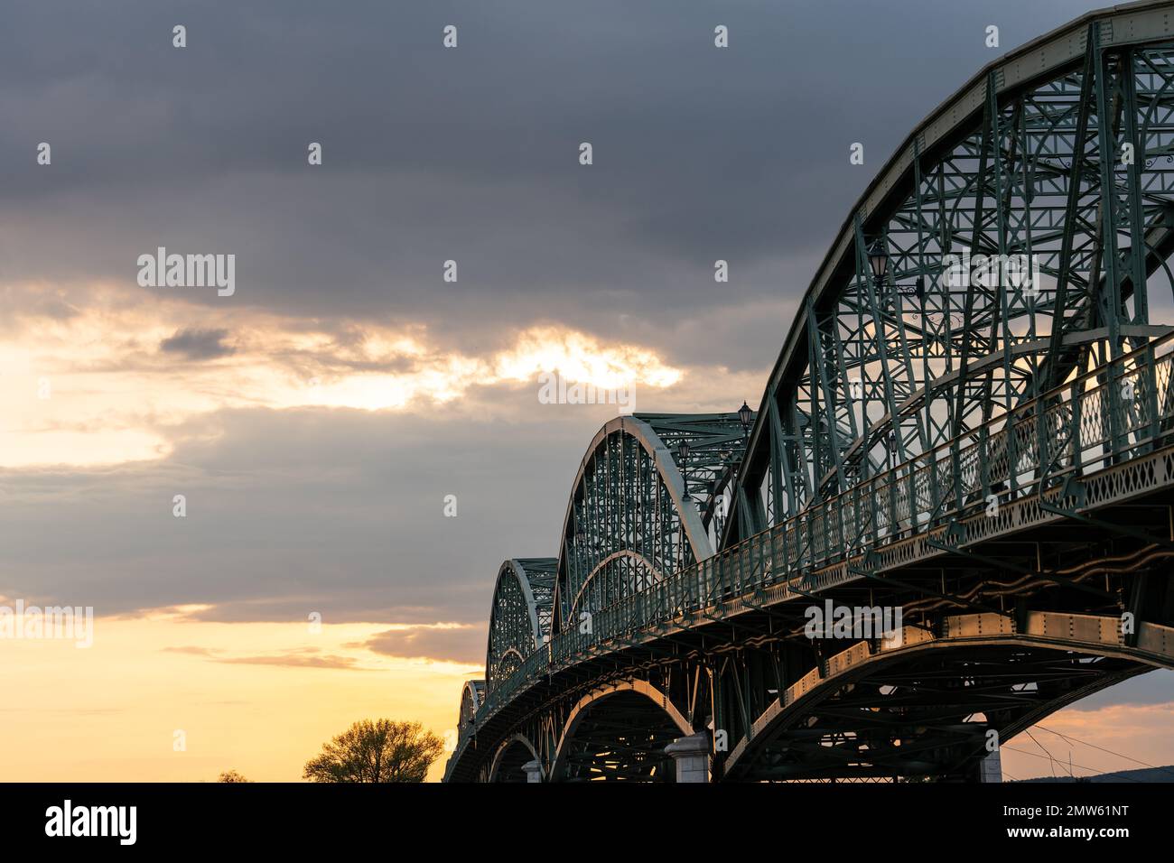 Bridge across the river Danube in Eszergom Stock Photo