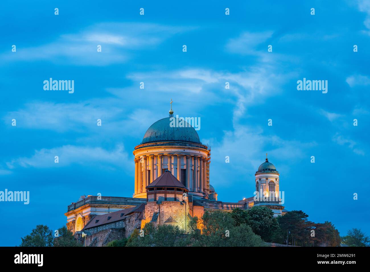 Esztergom basilica, Hungary at night Stock Photo