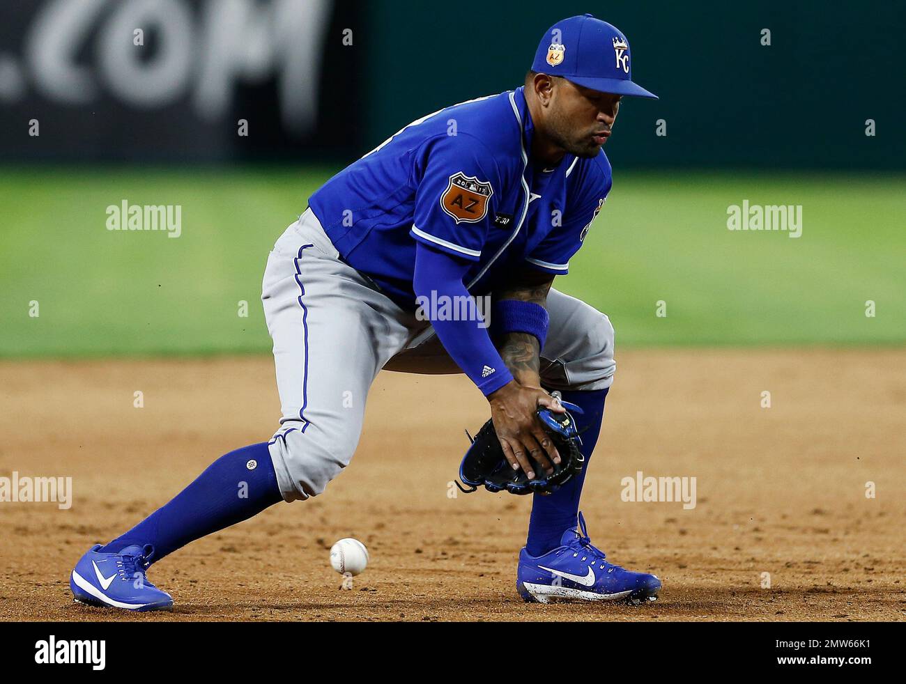 Kansas City Royals third baseman Hunter Dozier (17) reacts after a home run  during a spring training game against the Cleveland Indians, Sunday, March  Stock Photo - Alamy