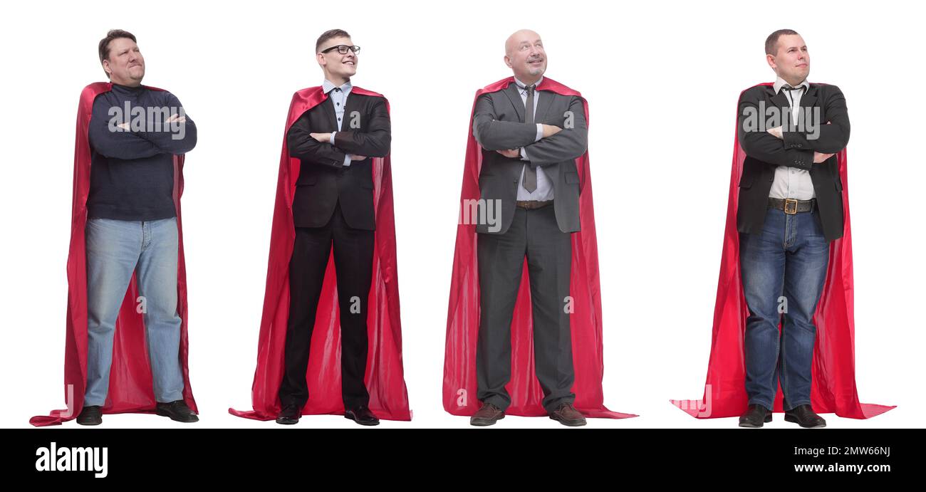 group of people in red raincoat isolated on white Stock Photo Alamy