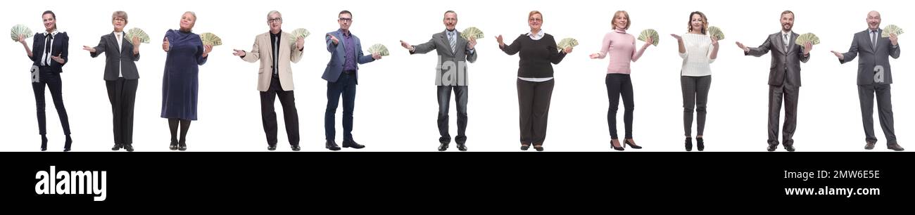 group of successful business people with money isolated Stock Photo - Alamy