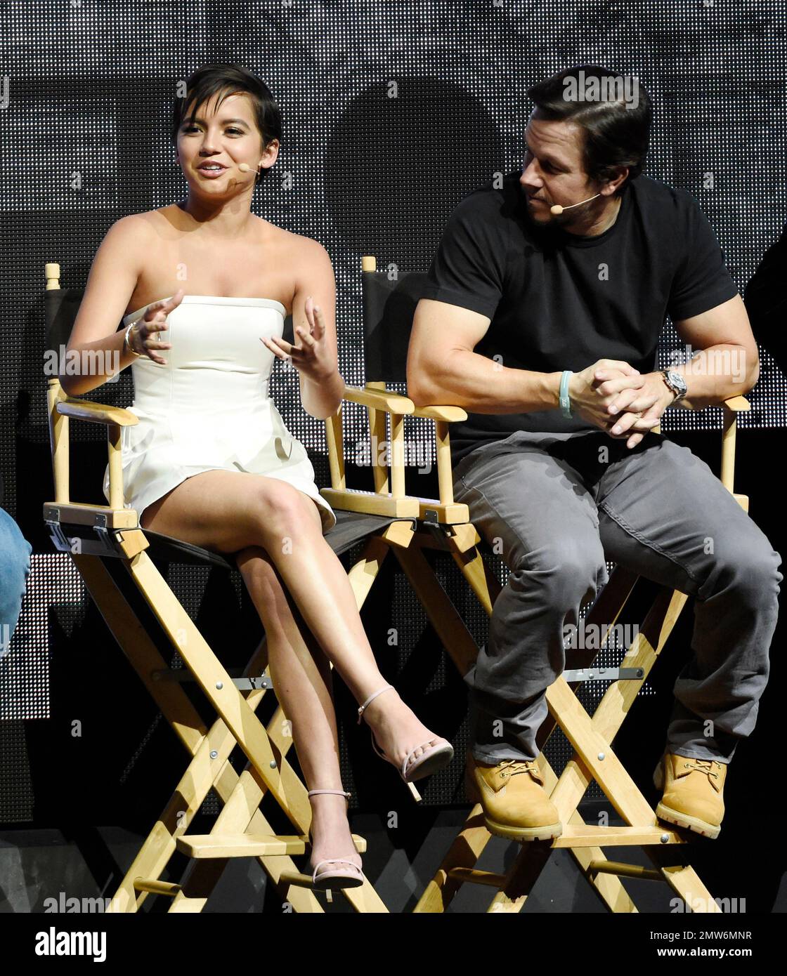 Isabela Moner, left, a cast member in "Transformers: The Last Knight