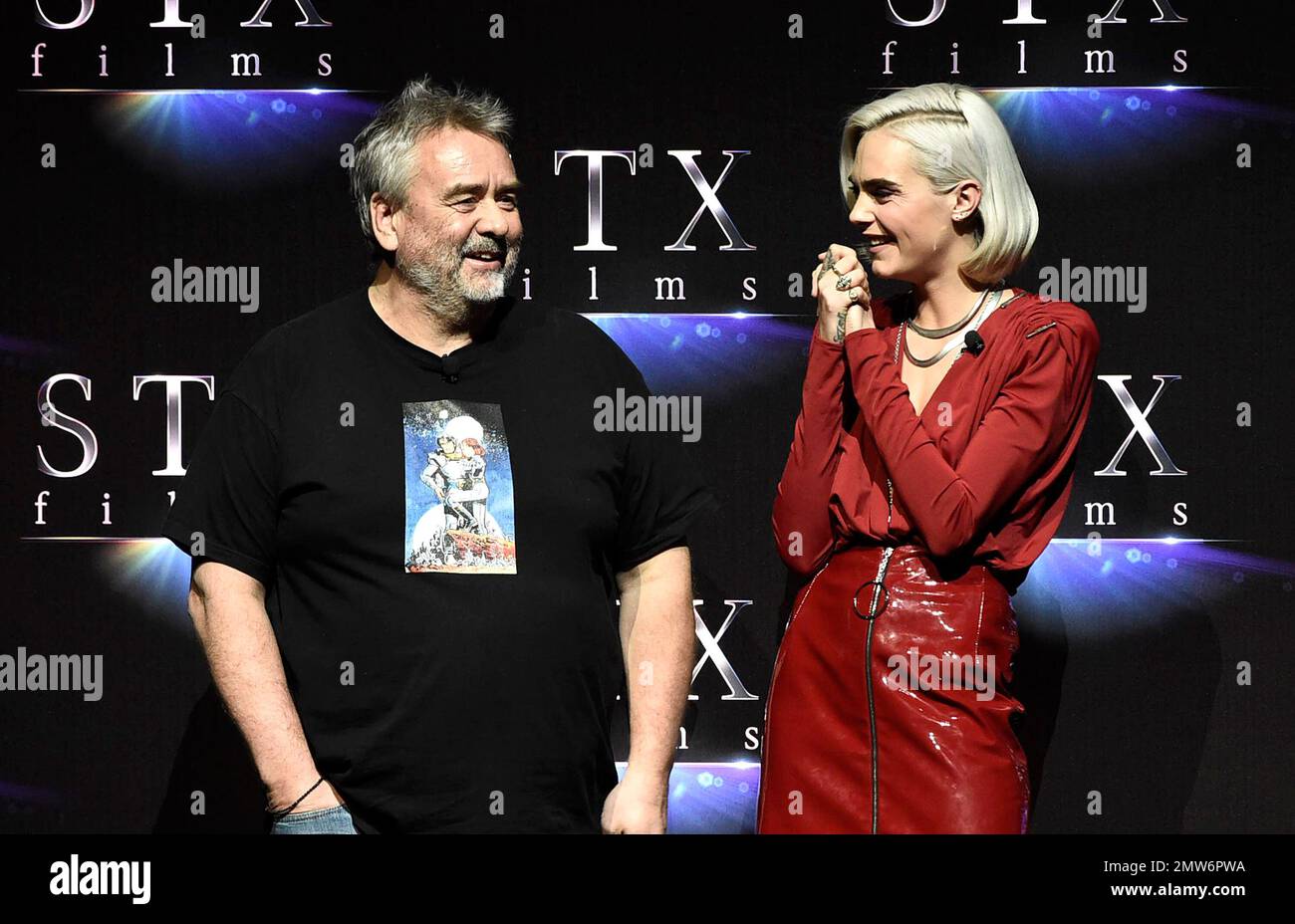 Director Luc Besson and Cara Delevingne speak at STX Films 2017 ...