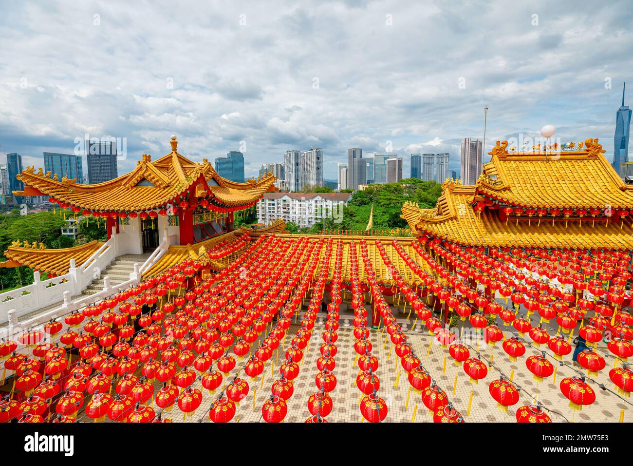 Thean Hou Temple of Kuala Lumpur, Malaysia, renowned for its spectacular architecture and design. This Chinese temple is a sacred site for Chinese sea Stock Photo