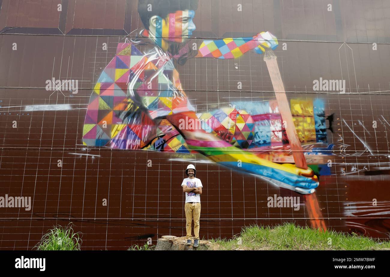 In this March 9, 2017 photo, street artist Eduardo Kobra poses for a