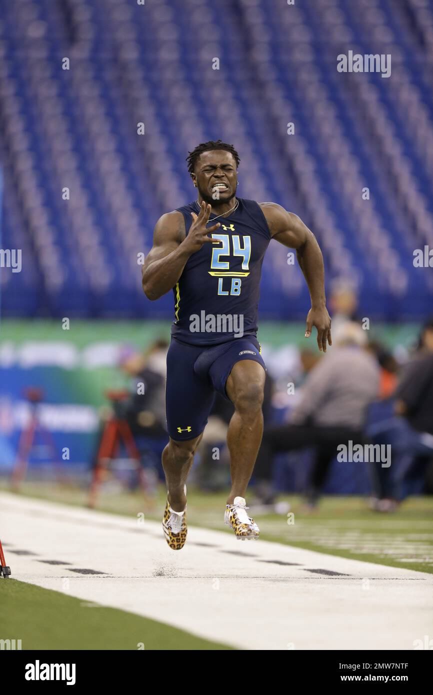 Michigan linebacker Jabrill Peppers runs the 40yard dash at the NFL