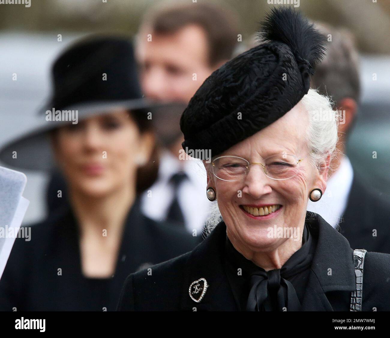 Queen Margrethe of Denmark arrives at the protestant church for a
