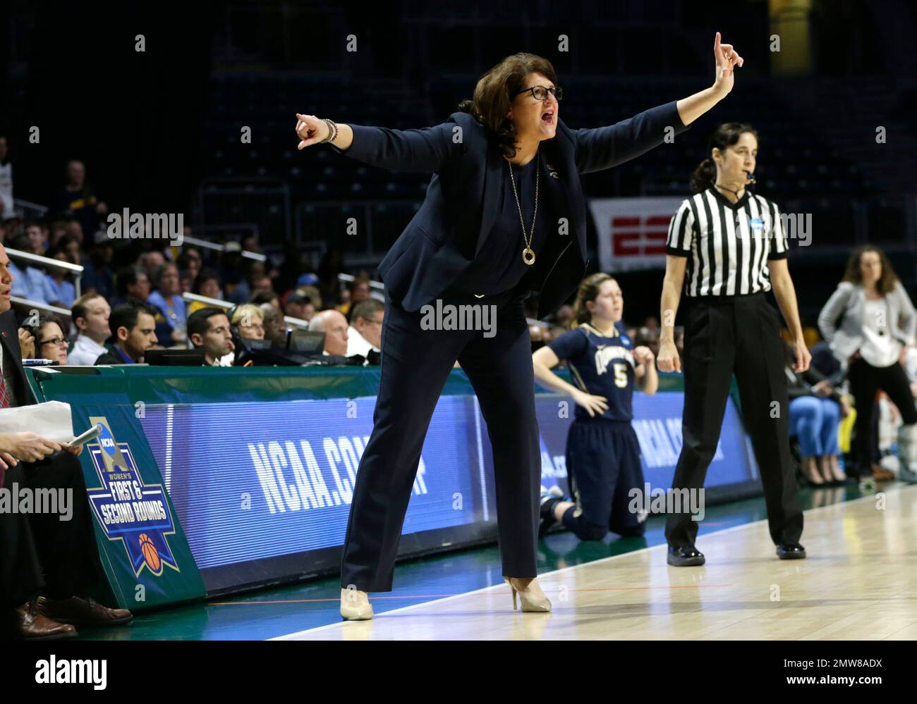 Quinnipiac head coach Tricia Fabbri watches the action during the first